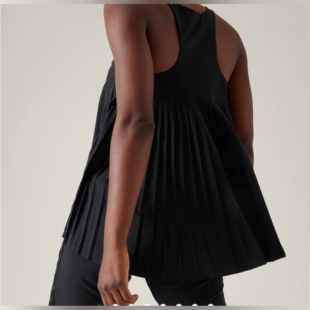 Athleta Black Asymmetrical Pleated Tank Top